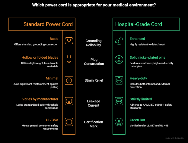 Comparing the Specs: Hospital-Grade vs Non Hospital-Grade Power Cords